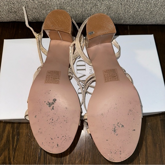 DAVID'S BRIDAL - Metallic Block Heel Sandals with Glitter Straps - Picture 11 of 13